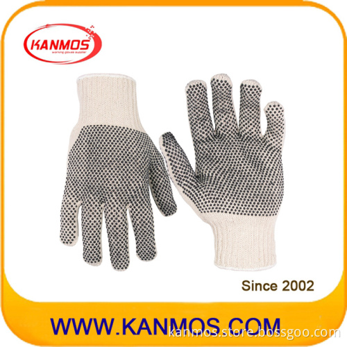 Cotton Knitted Double PVC Dotted Industrial Safety Work Gloves (61004)